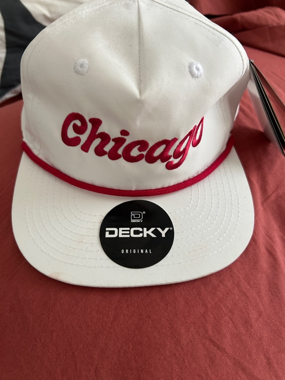 Chicago White Baseball Cap with Red Accent